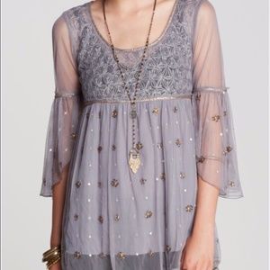 Free people purple moon sheer embellished tunic L